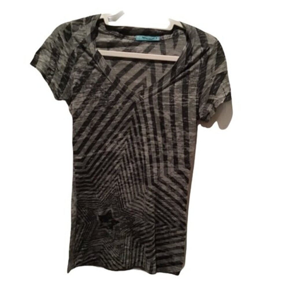 Zebra V-Neck Short Sleeve Top Size S
